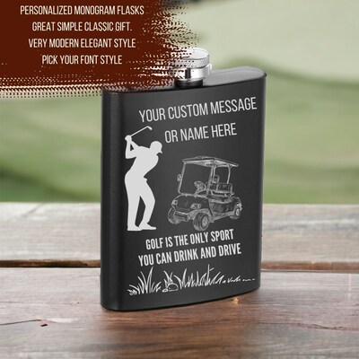 Urbalabs Personalized Funny Golf Flask Golf Accessories For Men Golf Only Sport You Can Drive Drunk Wedding Favors Laser Engraved 8 oz Steel - image3